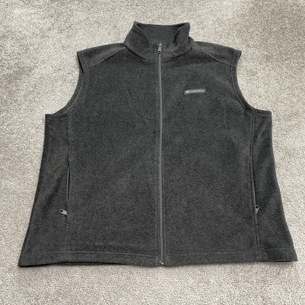 Columbia Steens Mountain Fleece Vest Mens XL Dark Gray Full Zip Pocket Outdoor